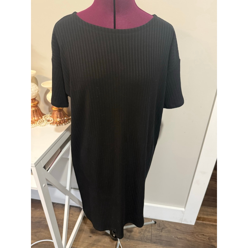 Eileen Fisher Ribbed Black Dress Small